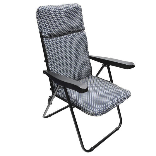 Silla Playa Acolchada, Estructura Acero Reclinable 5 Posiciones, Silla Multiposición, Silla Con Reposabrazos_0