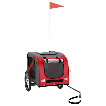 Vidaxl Remolque De Bicicleta Mascotas Hierro Tela Oxford Rojo Gris_0