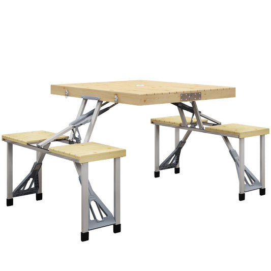 Outsunny Mesa De Camping Plegable 86x72,5x67 Cm Con Asientos Natural_0