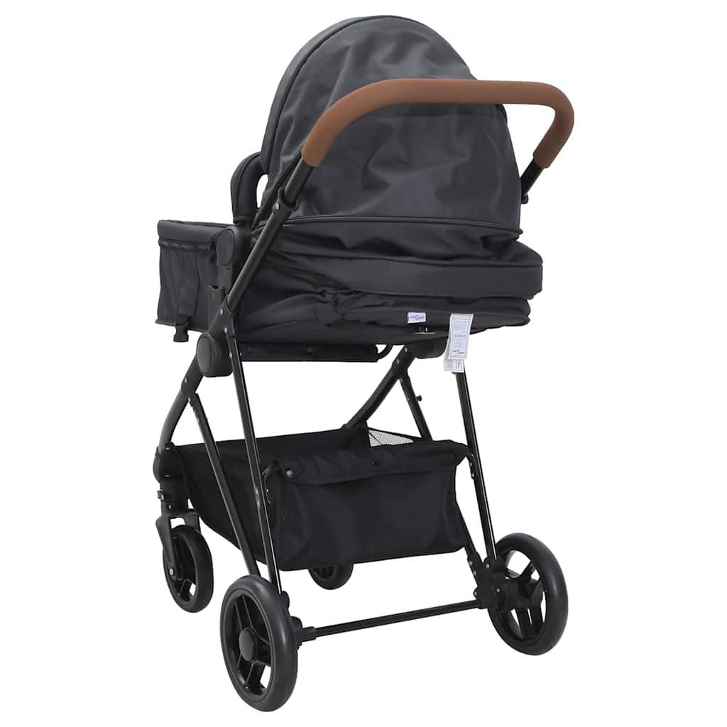 Vidaxl Cochecito De Bebé 2 En 1 De Acero Gris Antracita Y Negro_4