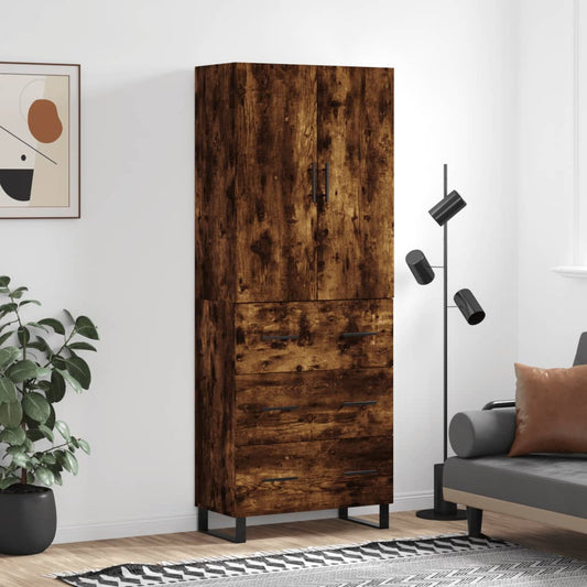 Aparador Alto Madera Contrachapada Roble Ahumado 69,5x34x180 Cm_0
