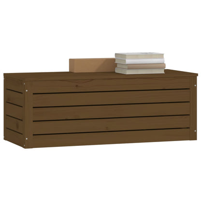 Caja Almacenaje Madera Maciza Pino Marrón Miel 89x36,5x33 Cm_3