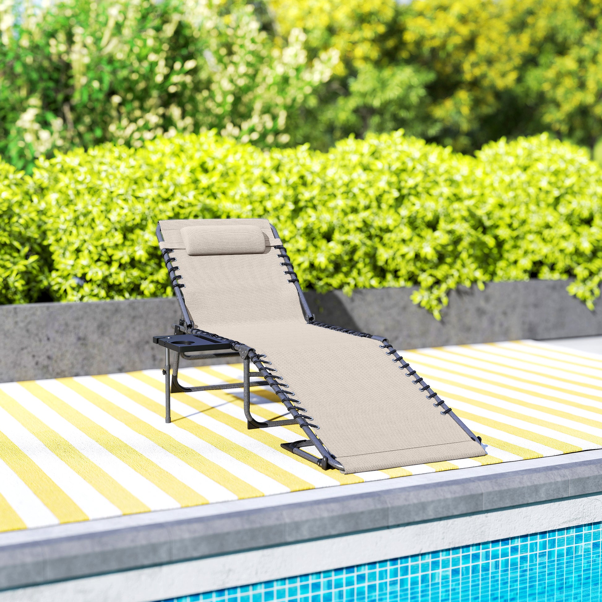 Outsunny Tumbona Plegable Con Respaldo Ajustable Reposacabezas 190x60x31 Cm_4