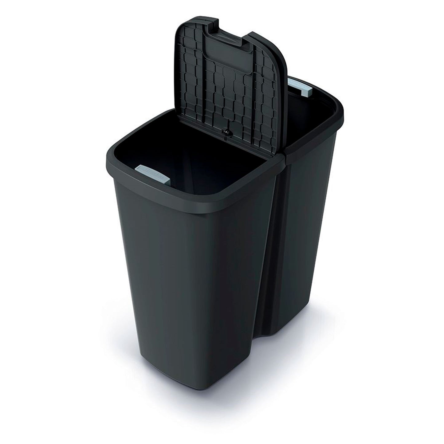 Papelera Con 2 Tapas Independientes Color Negro Keden De 45l._4