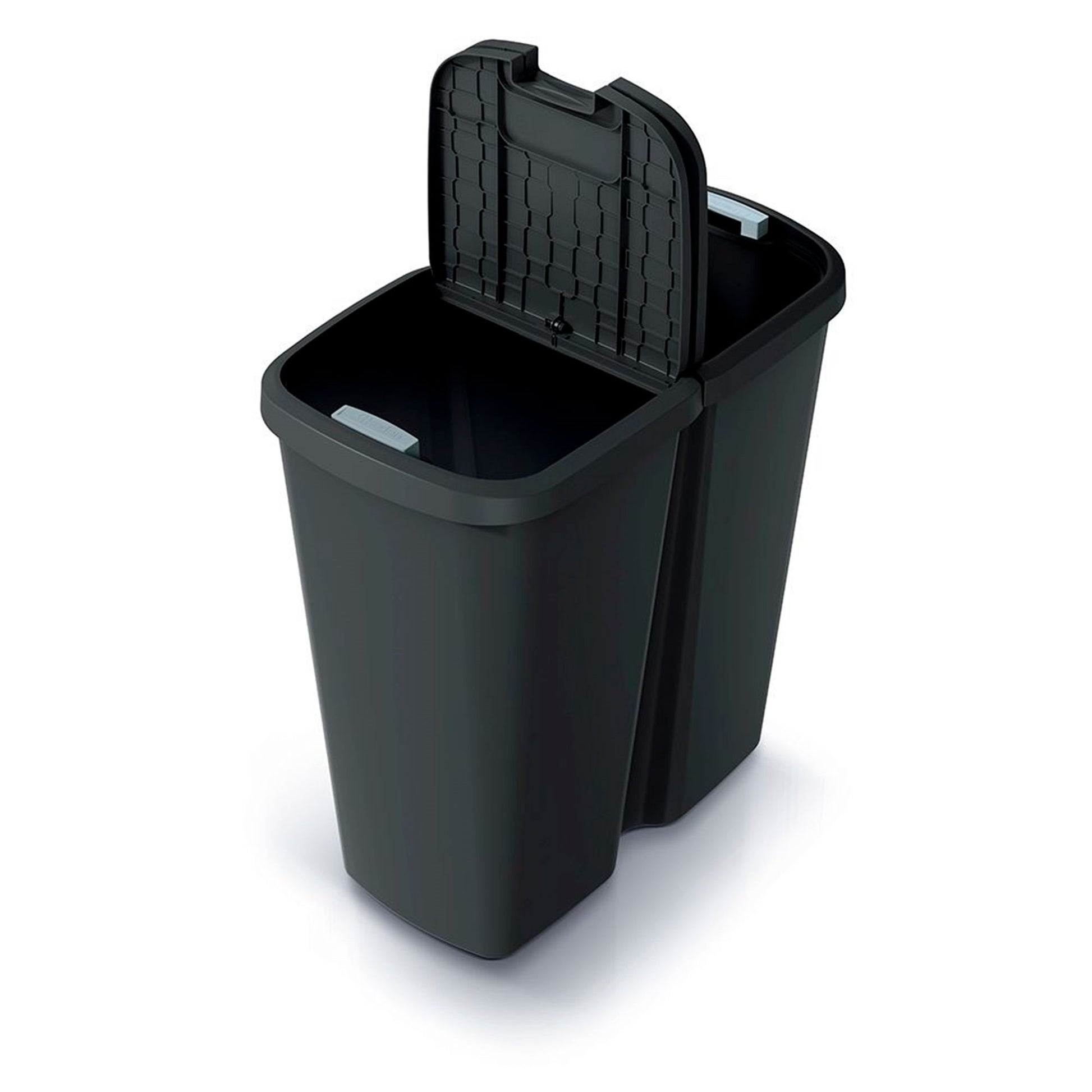 Papelera Con 2 Tapas Independientes Color Negro Keden De 45l._4