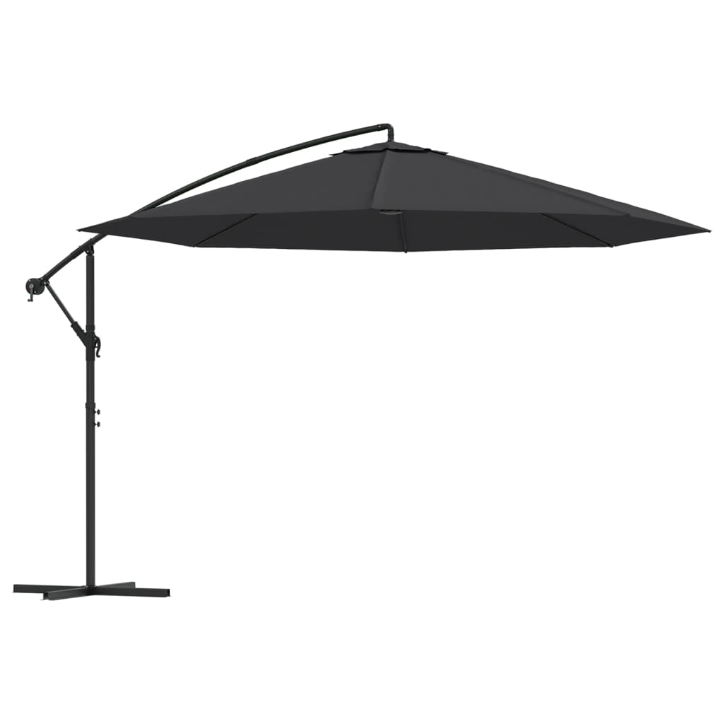 Sombrilla Voladiza De Jardín Con Poste De Aluminio Negro 350 Cm_0
