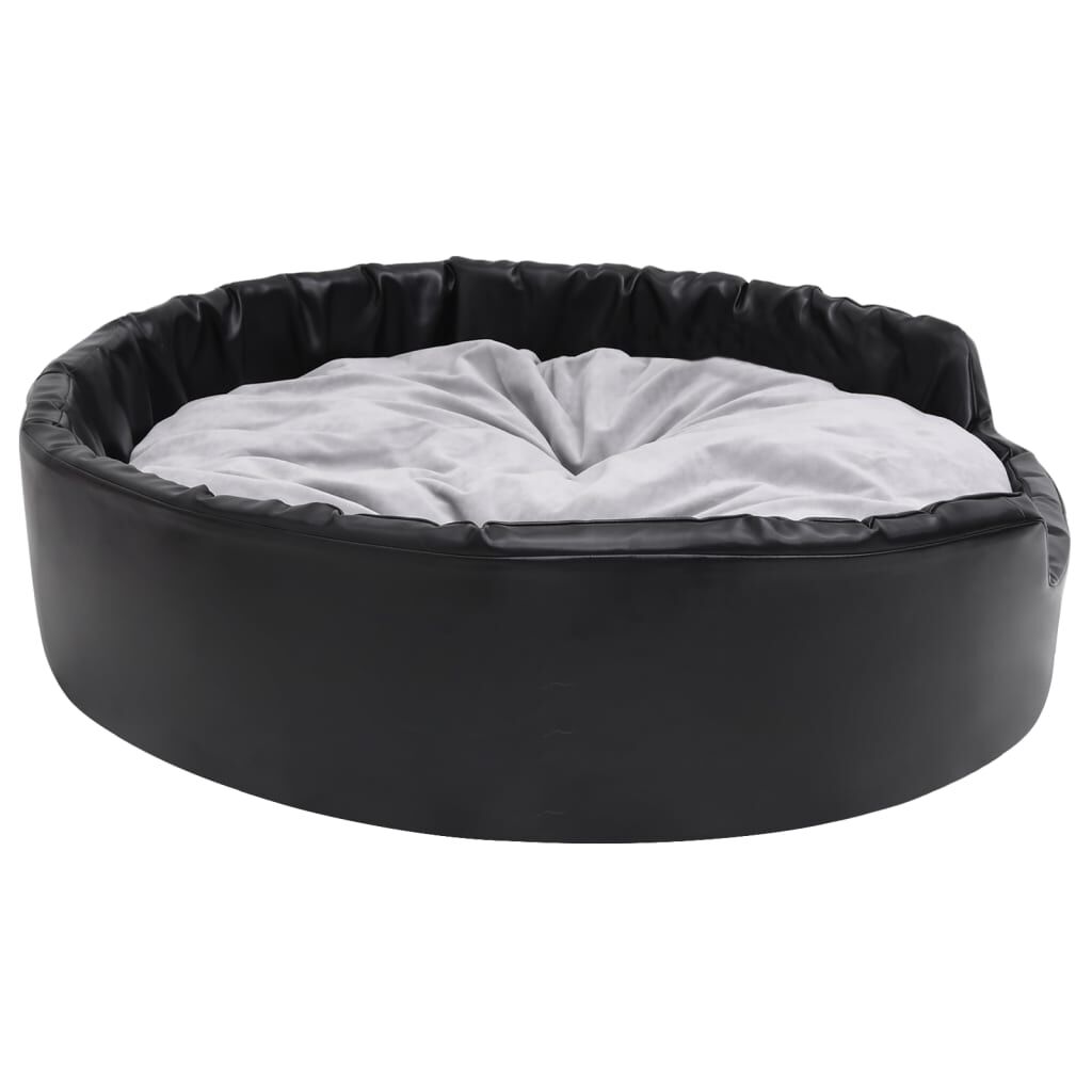 Vidaxl Cama Para Perros Felpa Y Cuero Sintético Negro Gris 99x89x21 Cm_4