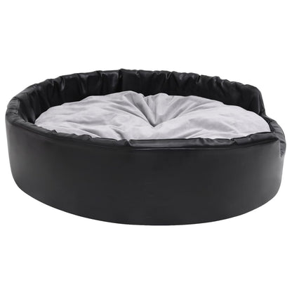 Vidaxl Cama Para Perros Felpa Y Cuero Sintético Negro Gris 99x89x21 Cm_4