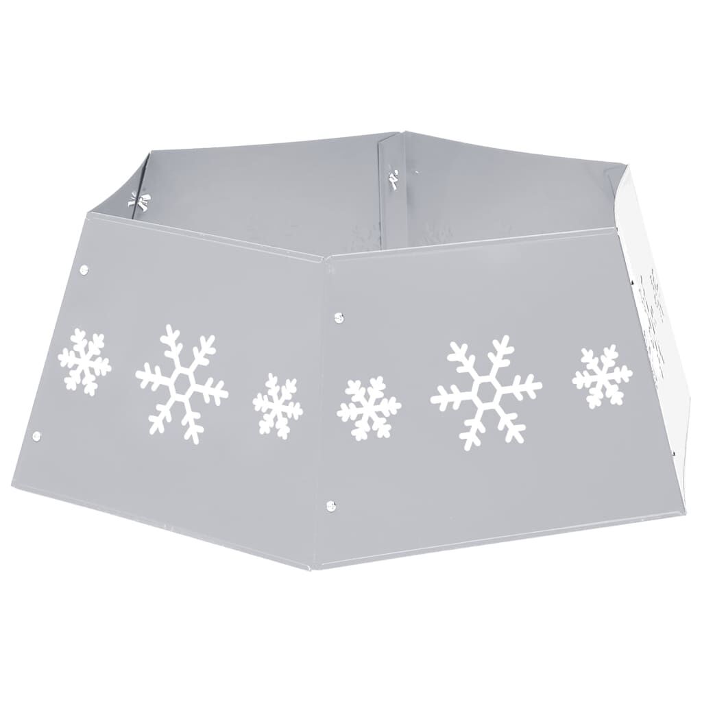 Vidaxl Falda Del Árbol De Navidad Plateada Y Blanca Ø68x25 Cm_3