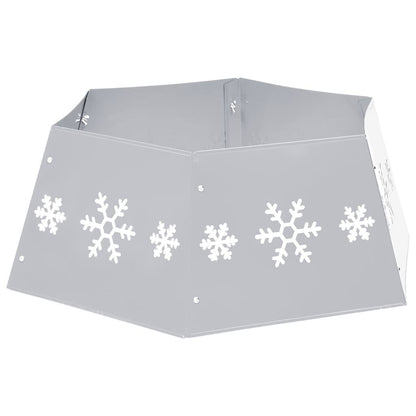 Vidaxl Falda Del Árbol De Navidad Plateada Y Blanca Ø68x25 Cm_3