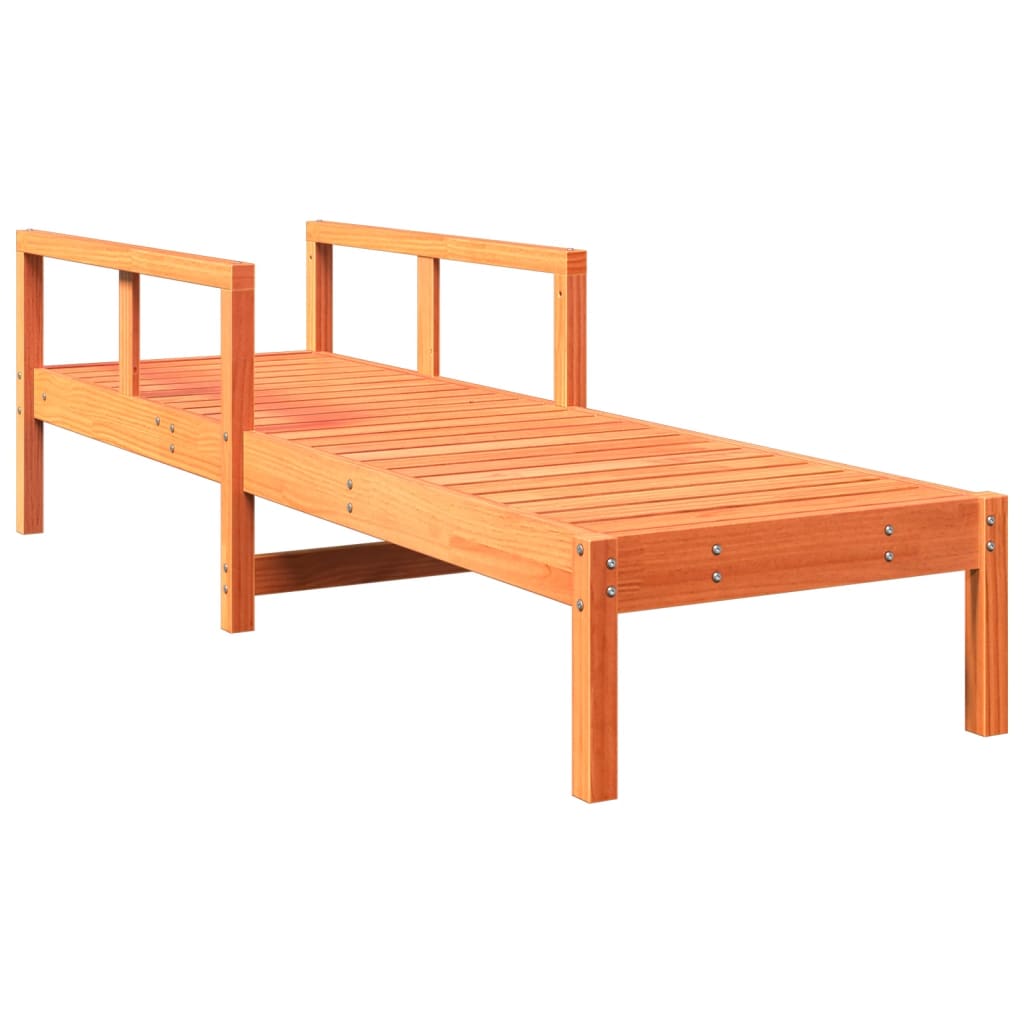 Tumbona De Madera Maciza De Pino Marrón Cera 199,5x62x55 Cm / Vetonek_2