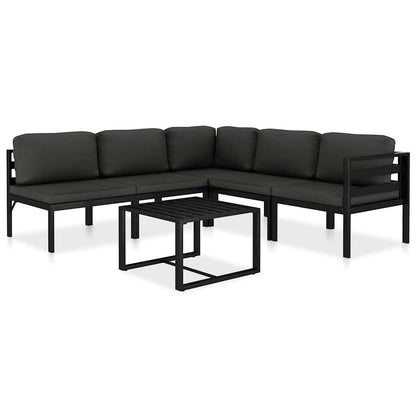 Vidaxl Set Muebles De Jardín 6 Pzas Y Cojines Aluminio Gris Antracita_0