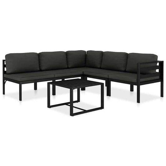Vidaxl Set Muebles De Jardín 6 Pzas Y Cojines Aluminio Gris Antracita_0