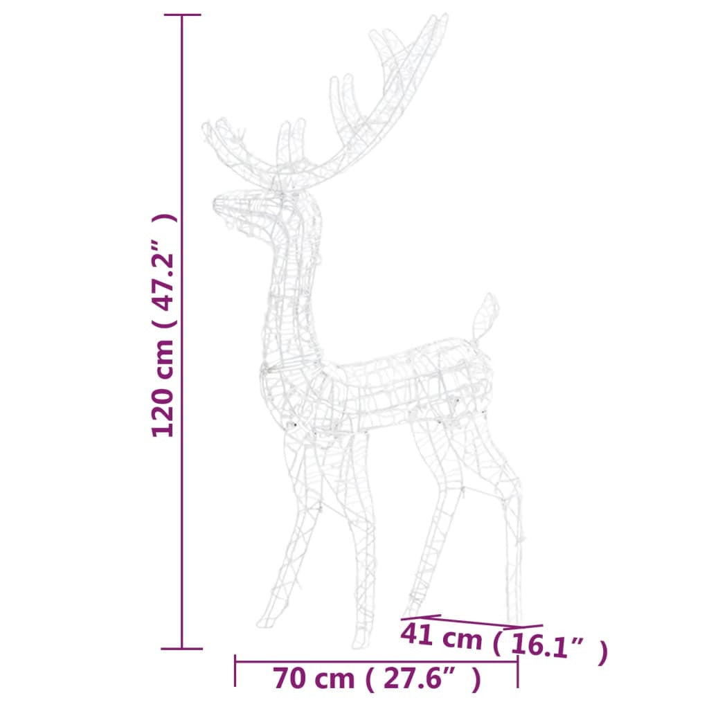 Vidaxl Adorno De Renos De Navidad Acrílico 2 Uds Blanco Frío 120 Cm_2
