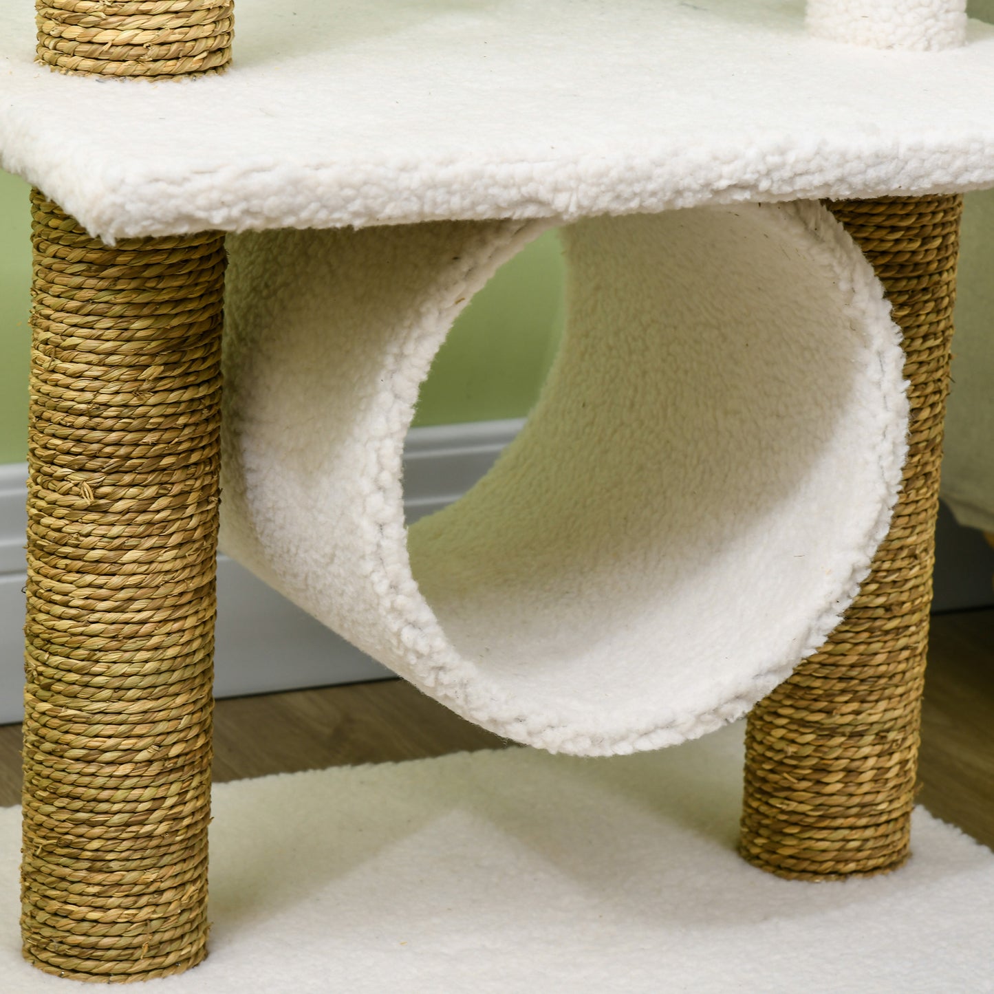 Pawhut Árbol Rascador Para Gatos Altura 91 Cm Con Cama Poste 3 Palos Túnel Bolas_4