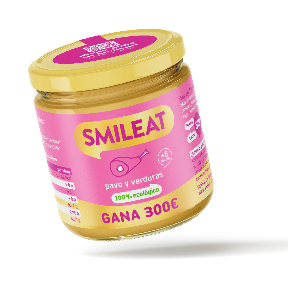 Pack 12x Tarrito BIO pavo y verduras +6 meses Smileat, 230g