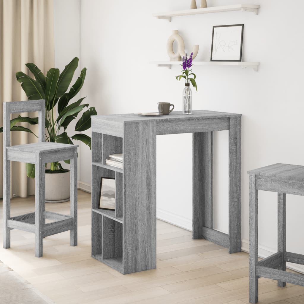 Mesa Alta Bar Con Estantes Gris Sonoma 102x50x103,5 Cm_1