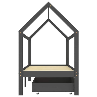 Vidaxl Estructura De Cama Infantil Y Cajones Madera Pino Gris 90x200cm_3