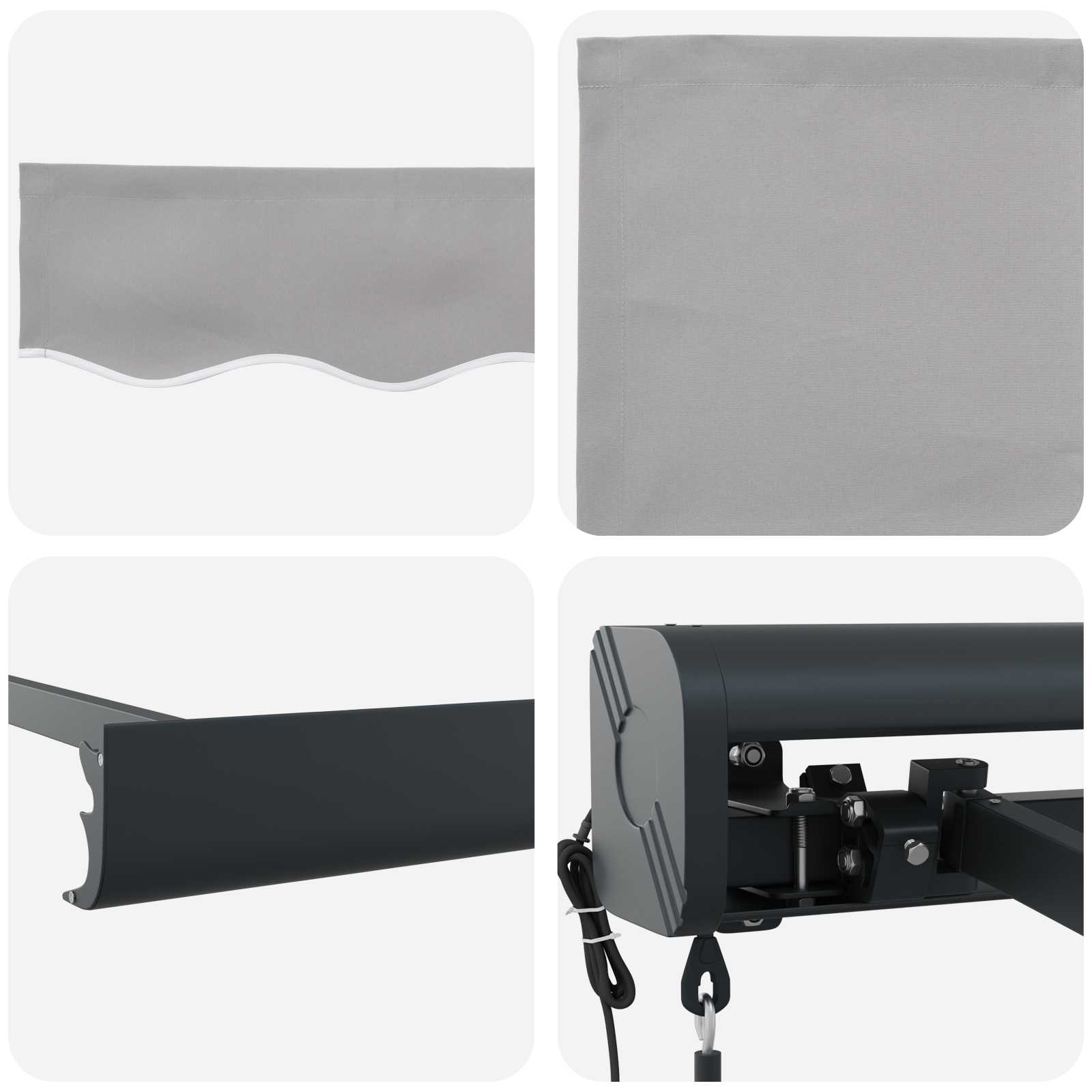Toldo Retráctil Gris Claro 400 X 300 Cm Tela Y Metal_5
