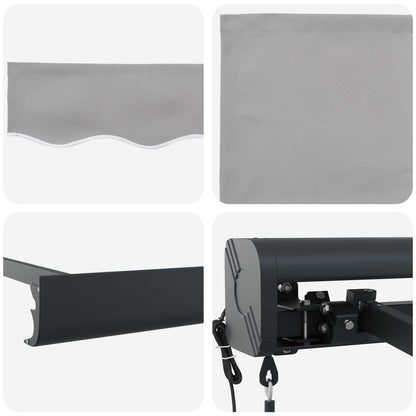 Toldo Retráctil Gris Claro 400 X 300 Cm Tela Y Metal_5