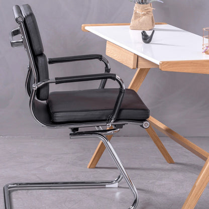 Silla De Oficina Sin Ruedas Con Respaldo Bajo Y Tapizada En Polipiel - Alu S_1
