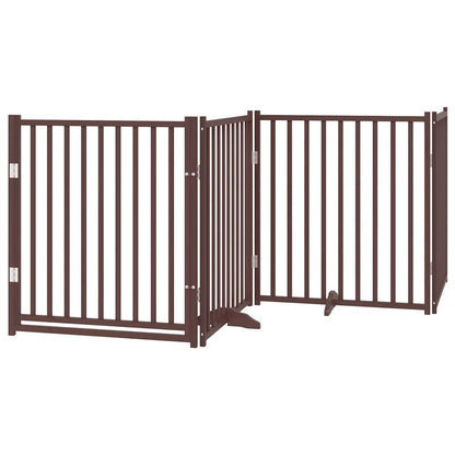 Vidaxl Puerta De Perros Plegable 4 Paneles Madera Abeto Marrón 320 Cm_0