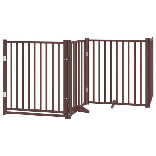 Vidaxl Puerta De Perros Plegable 4 Paneles Madera Abeto Marrón 320 Cm_0