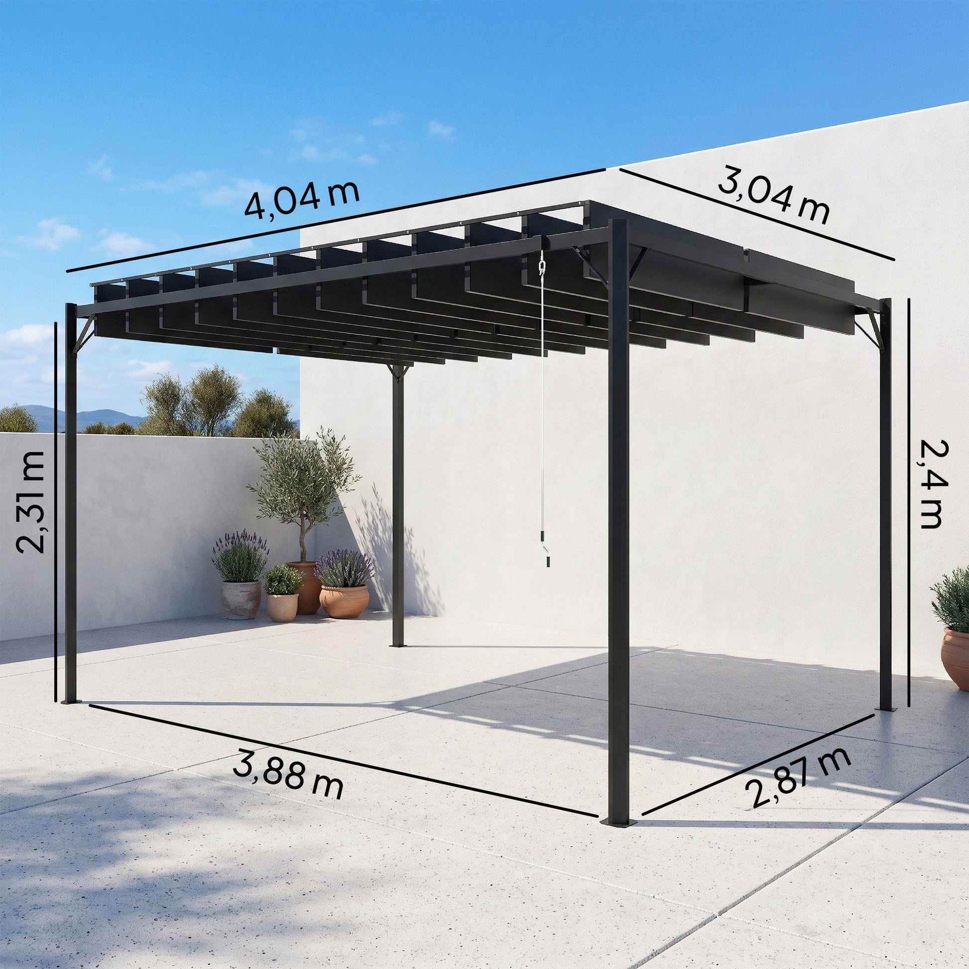 Outsunny Pérgola De Jardín 3x4 M Con Techo De Lamas Orientables Upf50+ Gris_2