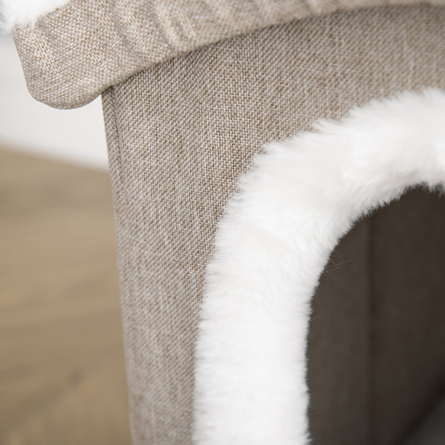 Pawhut Casa Plegable Para Gatos Con Tapa Extraíble Y Cojines 63,5x37x40 Cm Beige_3