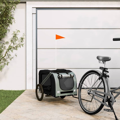 Vidaxl Remolque Bicicleta Para Mascotas Hierro Tela Oxford Negro Gris_1