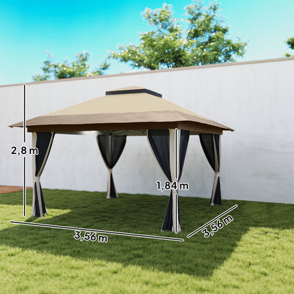 Outsunny Carpa Plegable 3,6x3,6 M Con 4 Paredes Laterales De Malla Anti-uv Beige_2
