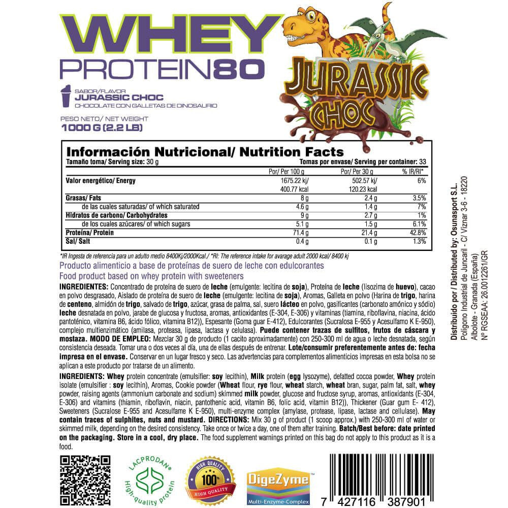 Whey Protein80 - 1kg - Jurassic Choc - Aumenta La Masa Muscular - Masmusculo_5