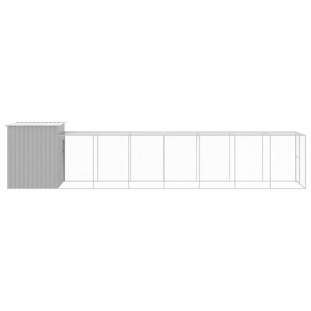Vidaxl Gallinero Con Corral Acero Galvanizado Gris Claro 165x863x181cm_3