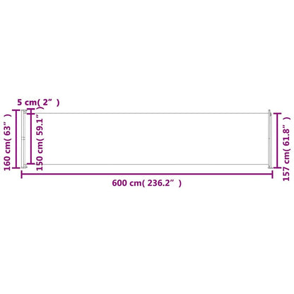 Vidaxl Toldo Lateral Retráctil Para Patio Crema 600x160 Cm_2