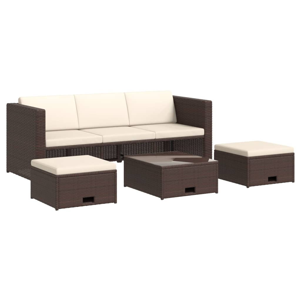 Vidaxl Set Muebles De Jardín 4 Piezas Y Cojines Ratán Sintético Marrón_0