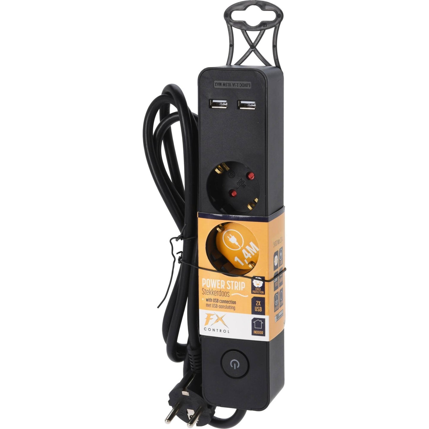 Well Home Regleta De 3 Vías Color Negro Con Protección Para Niños, Con Interruptor Encendido/apagado , Cable 140cm