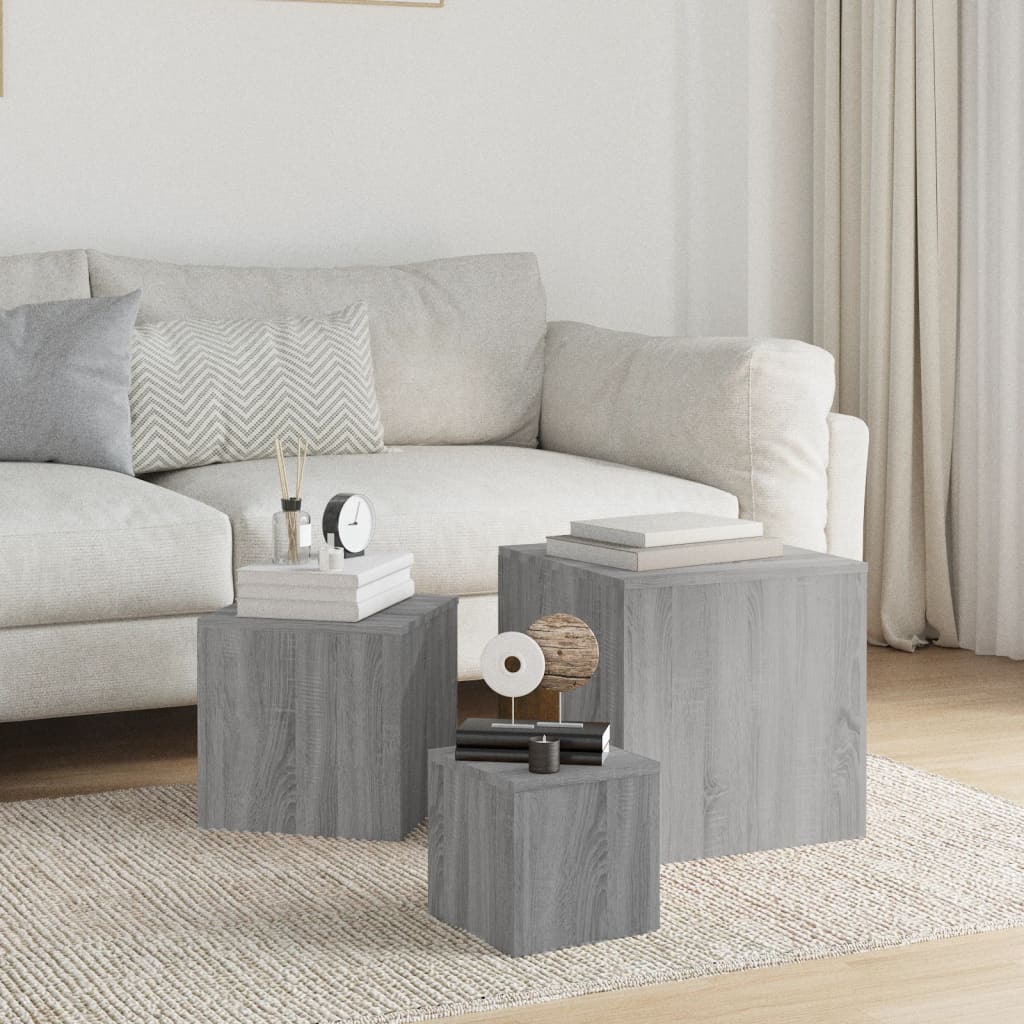 Mesitas Auxiliares 3 Piezas Madera Contrachapada Gris Sonoma_4