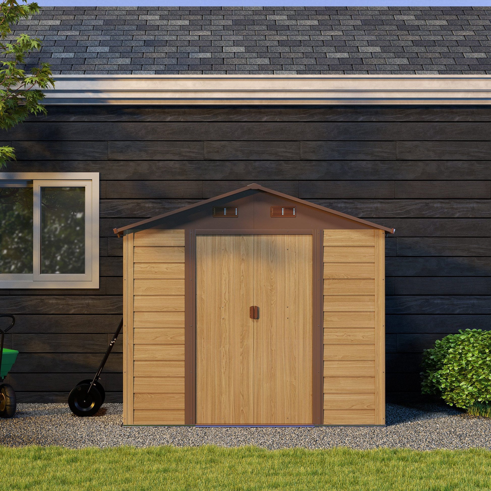 Outsunny Cobertizo De Jardín Exterior 3 M² 236x152x209 Cm Natural Y Café_4