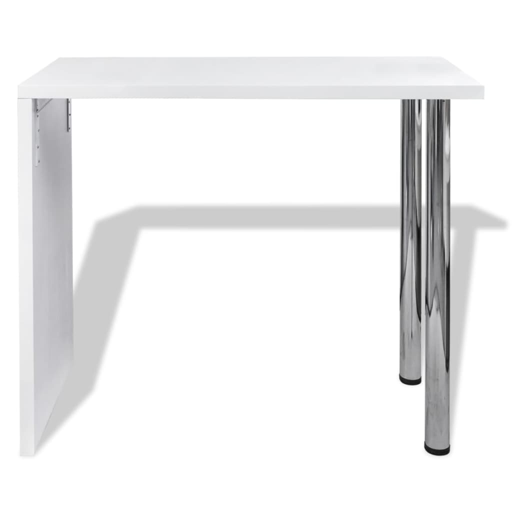 Mesa Alta De Cocina Con 2 Patas De Acero Mdf Blanco Brillo_1