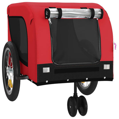 Vidaxl Remolque De Bicicleta Mascotas Hierro Tela Oxford Rojo Negro_3