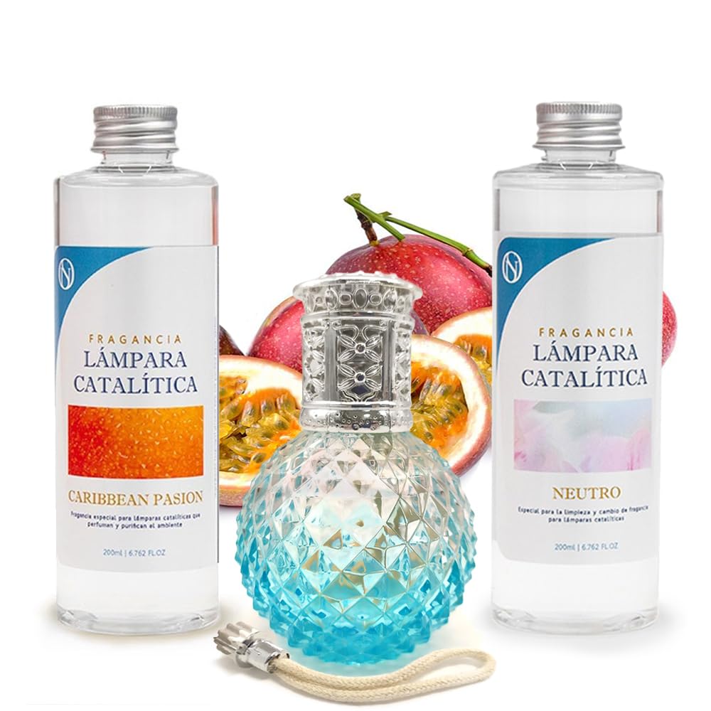 Pack Lámpara Catalítica Blue Diamonds + Fragancia Caribbean Passion 500ml + Limpiador Neutro 200ml + Mecha De Repuesto_0