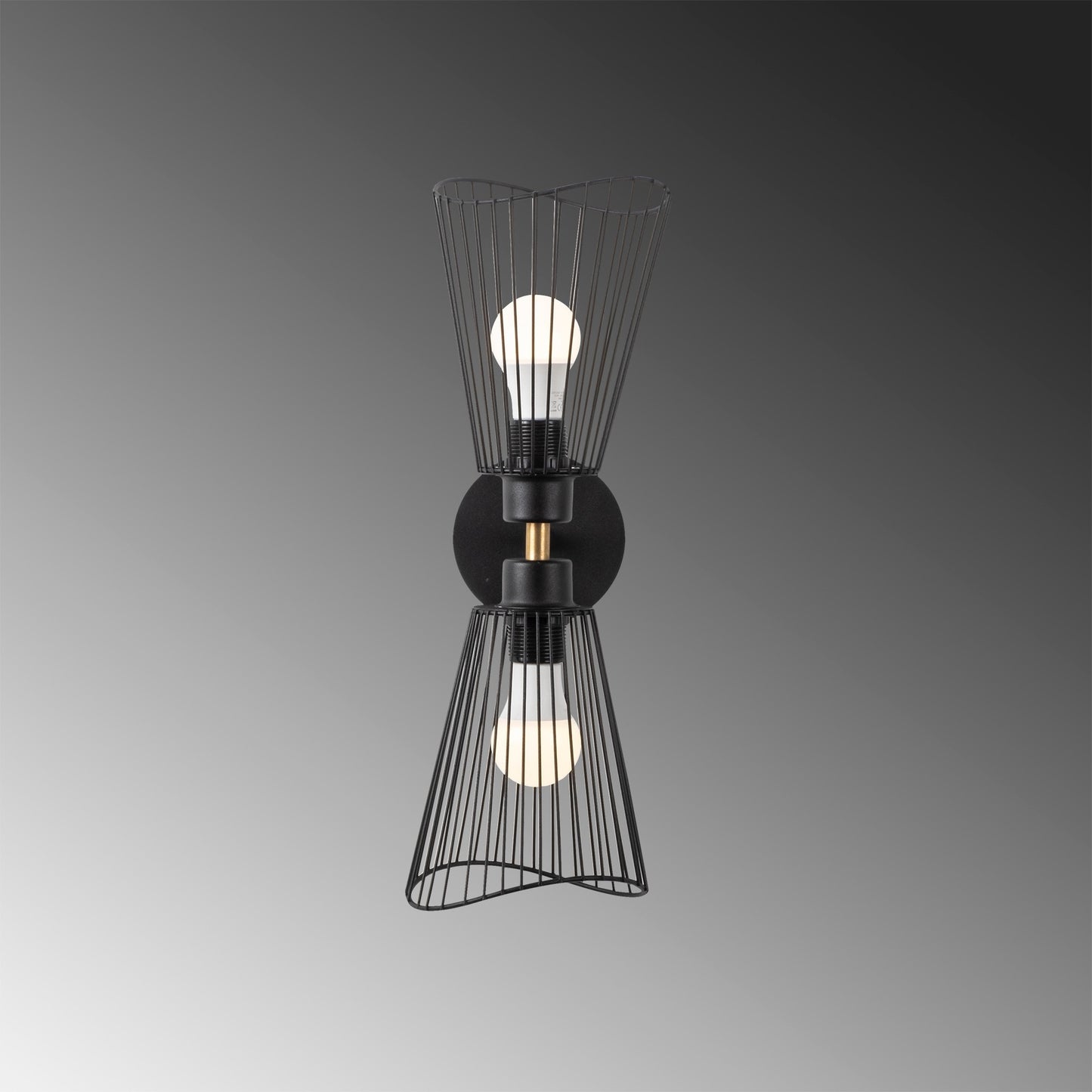 Aplique De Pared, Metal , Negro, 16x16x48, Casquillo 2 X E 27 Max 40 W_3