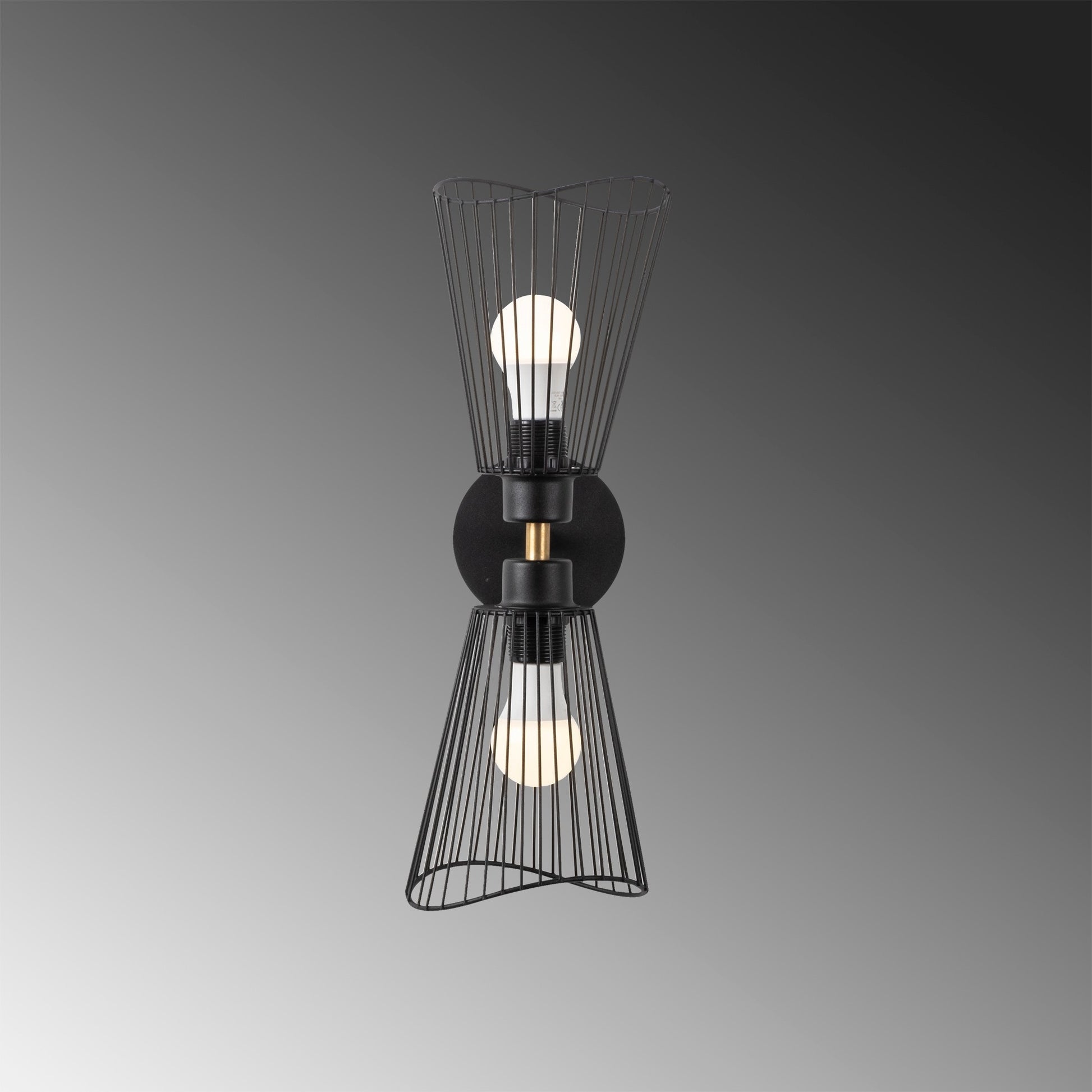 Aplique De Pared, Metal , Negro, 16x16x48, Casquillo 2 X E 27 Max 40 W_3