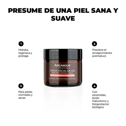 Crema facial día para piel normal y seca Arganour 50 ml