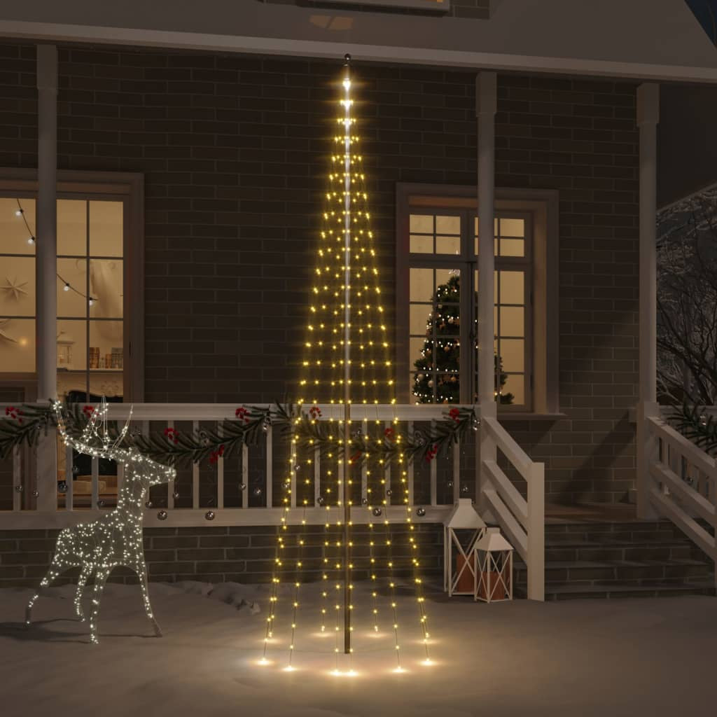 Vidaxl Árbol De Navidad En Asta De Bandera 310 Led Blanco Cálido 300cm_1