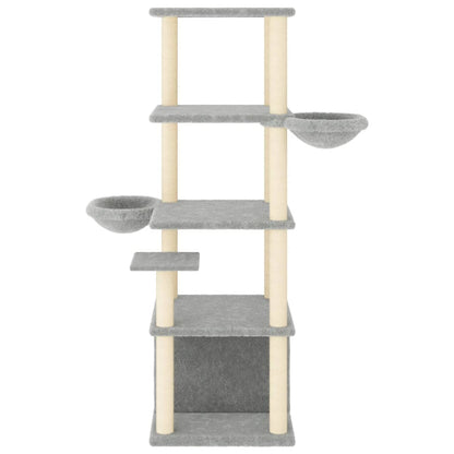 Rascador Para Gatos Con Postes De Sisal Gris Claro 147 Cm_2