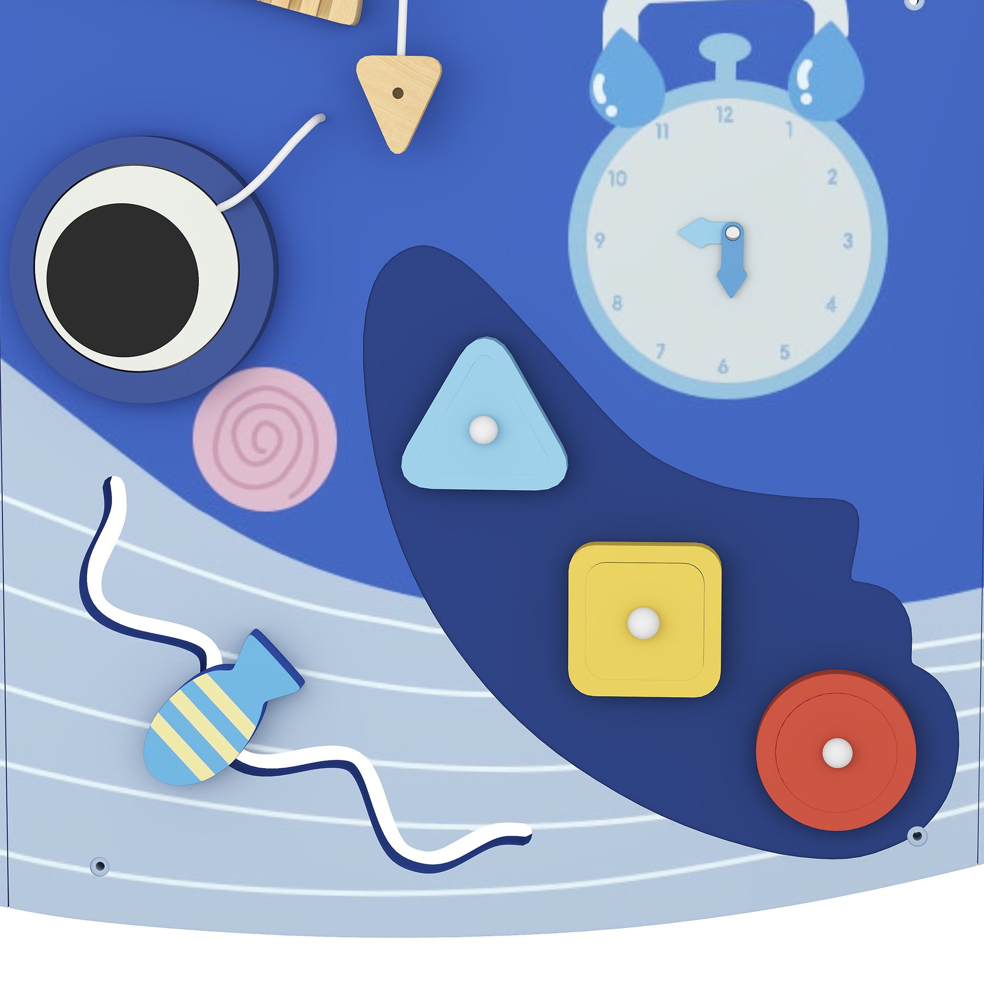 Aiyaplay Tablero Sensorial Montessori Tema Ballena Busy Board +2 Años Azul_4