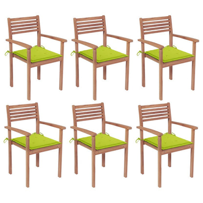 Vidaxl Sillas Apilables De Jardín 6 Uds Madera De Teca Con Cojines_0