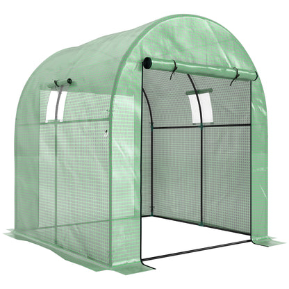 Outsunny Invernadero De Túnel Con 2 Puertas Enrollables 2 Ventanas 180x180x200cm_0