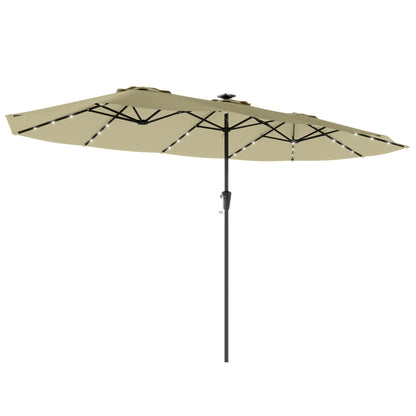 Outsunny Sombrilla Doble 4x2 M Con 36 Luces Led Manivela Upf50+ Beige_0